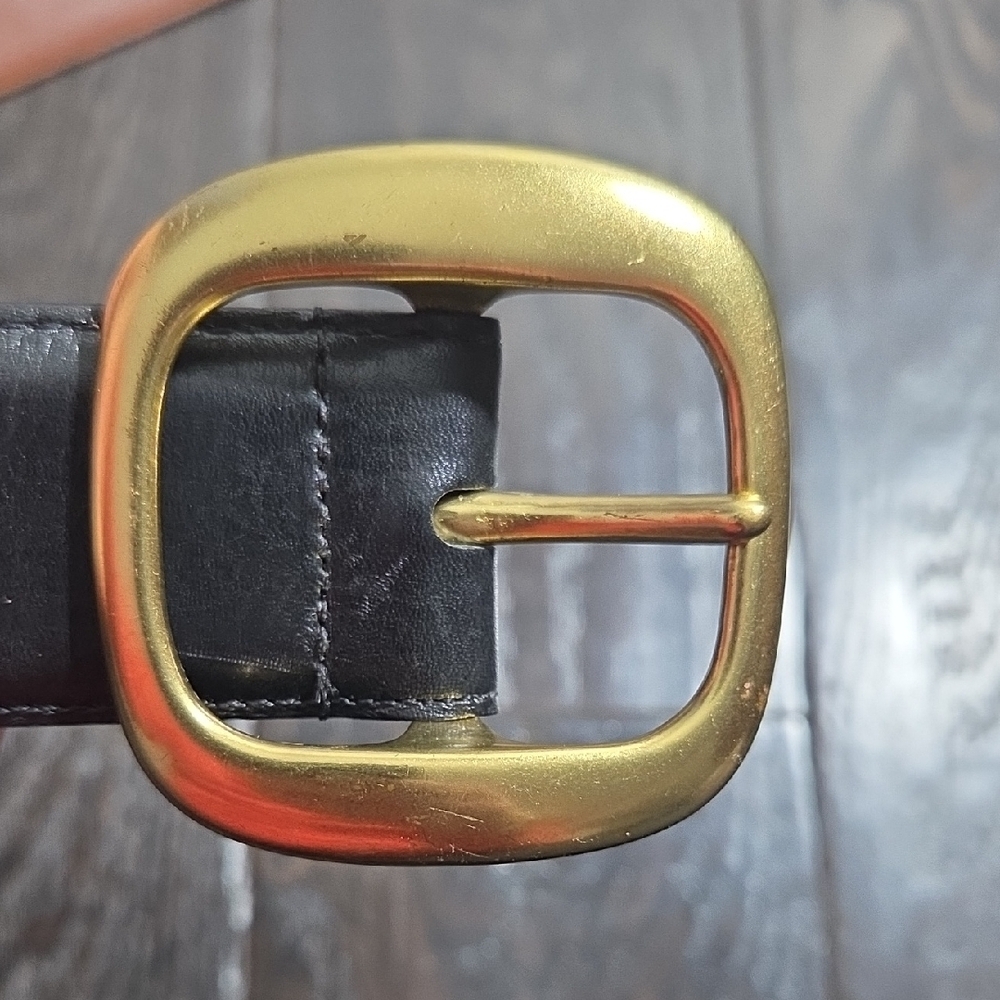 Vintage Coach Black 1½inch Leather Belt with Gold-Tone Square Buckle Large 3918 - Picture 4 of 10